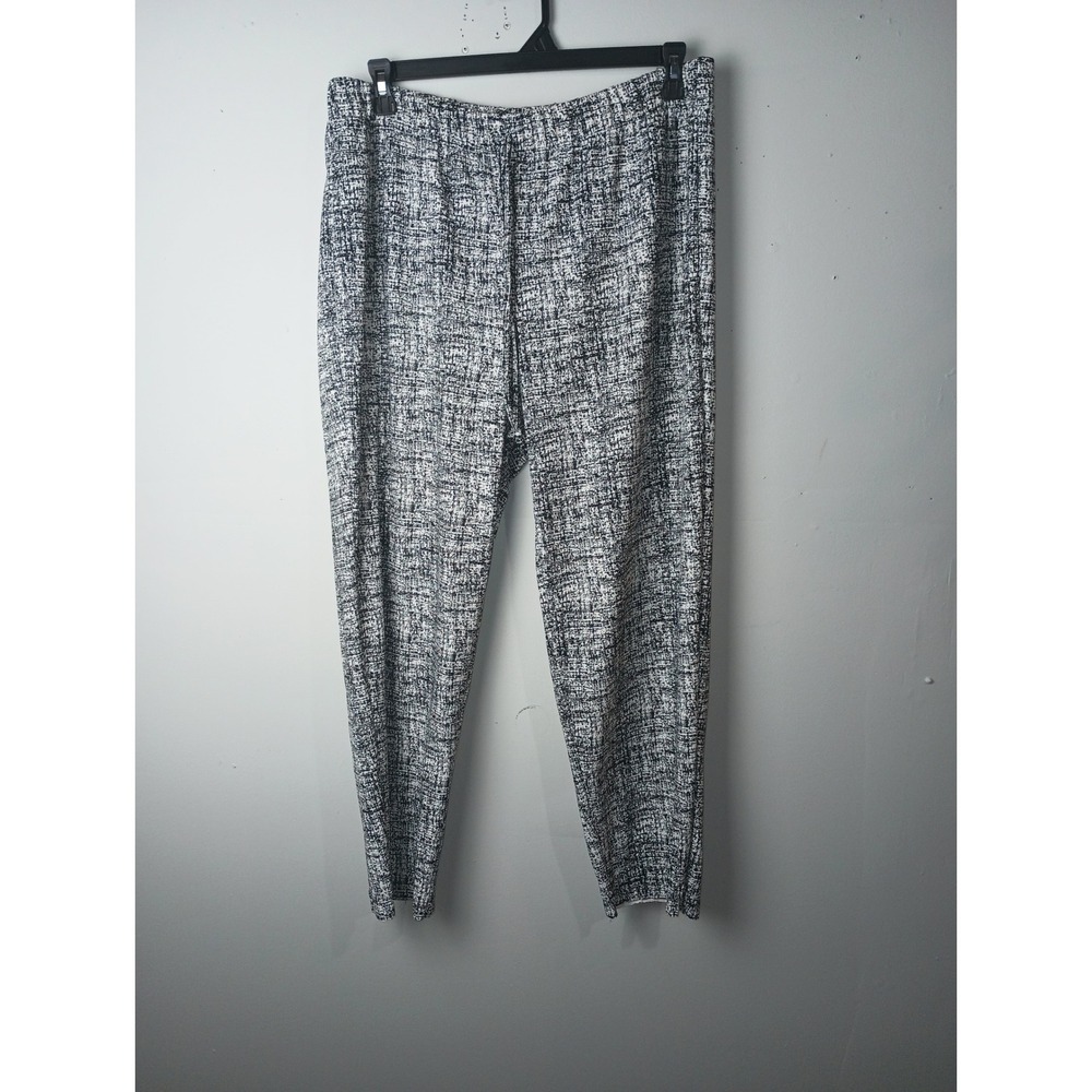 Messini Womens XL Black White Abstract Print Drawstring Elastic Waist Pants